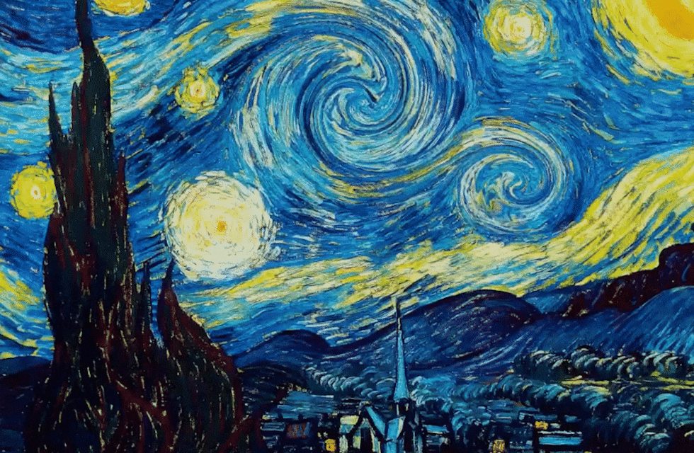 Un estudio reveló la física tras las pinceladas de La noche estrellada de Van Gogh. Gif ilustrativo: Los Andes