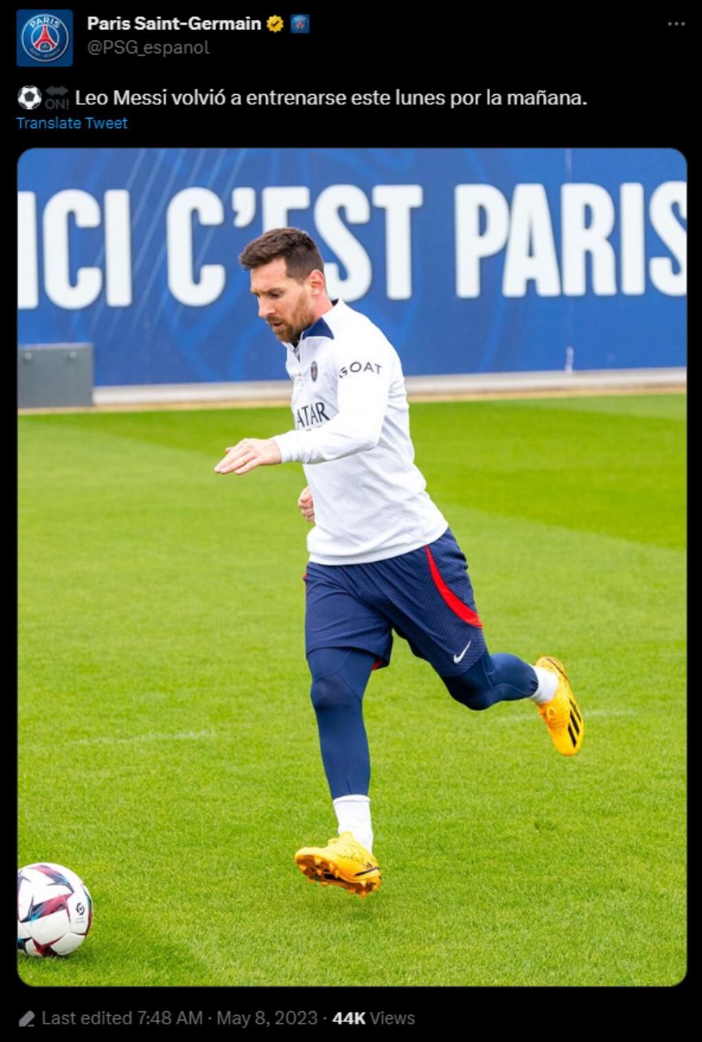 El PSG anunció la vuelta de la Pulga. Foto: Twitter/@PSG_espanol