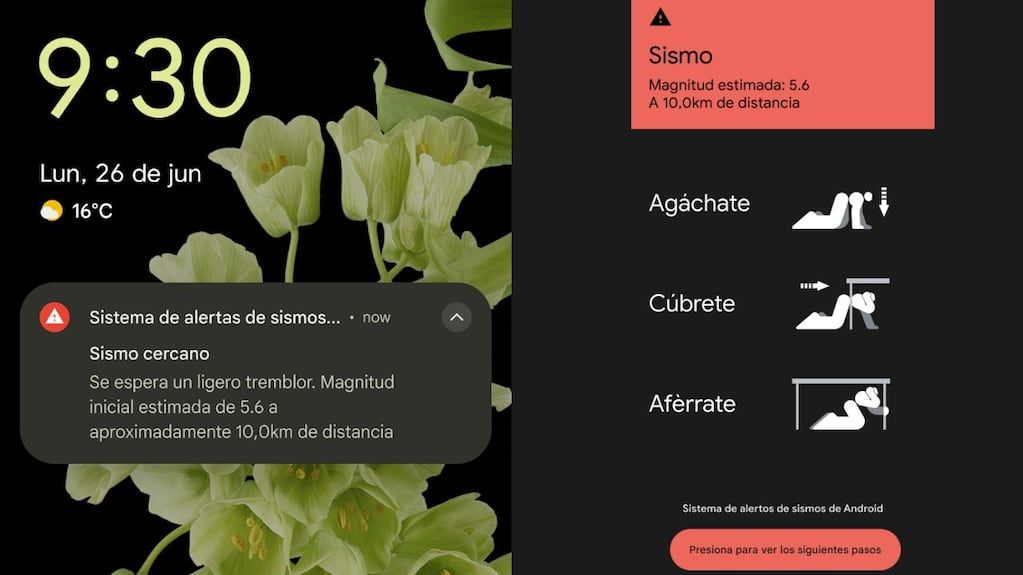 Sistema de Alertas de Terremotos. Estas son las notificaciones que reciben los ciudadanos en sus dispositivos móviles.