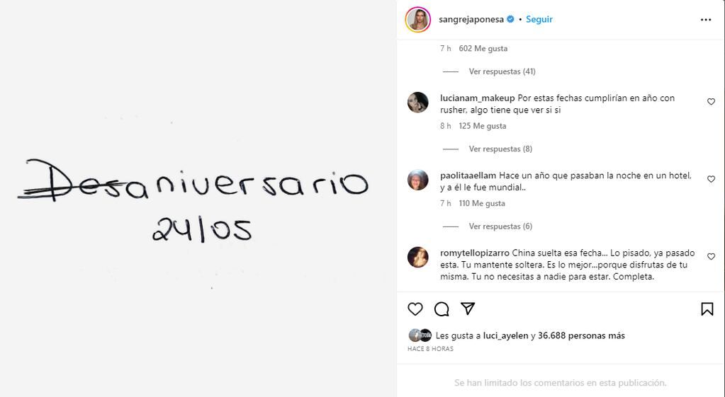La China Suárez y su emotivo posteo.