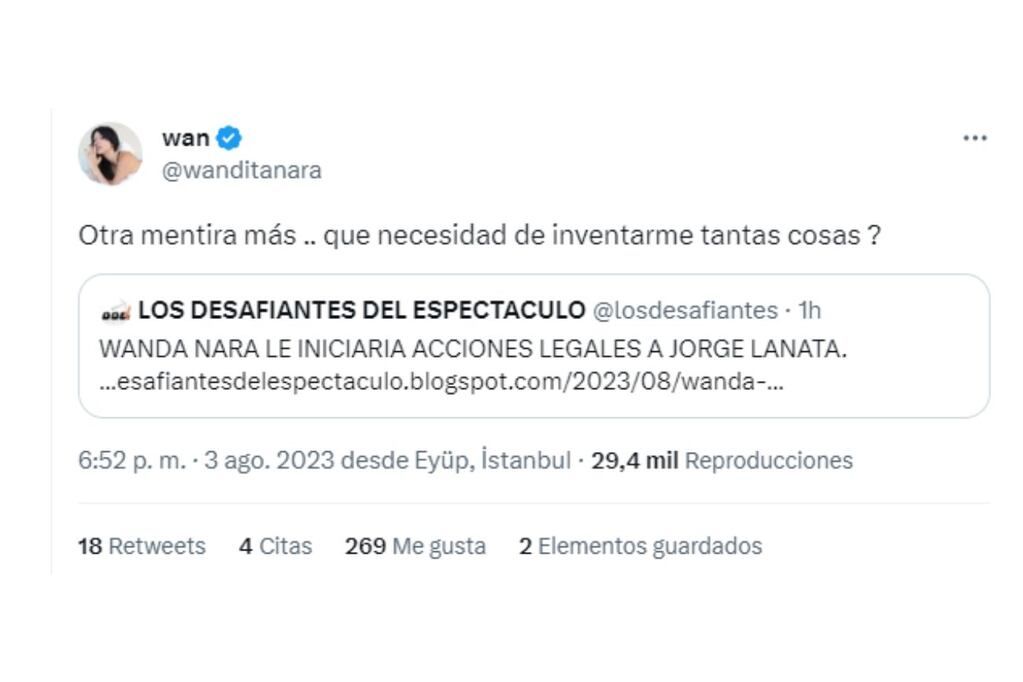 Wanda Nara salió a responder sobre si iniciará o no acciones legales contra Lanata