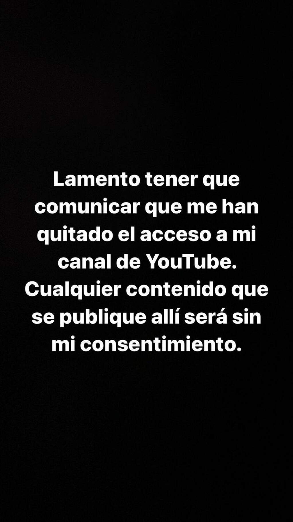 La artista subió a sus redes un comunicado.