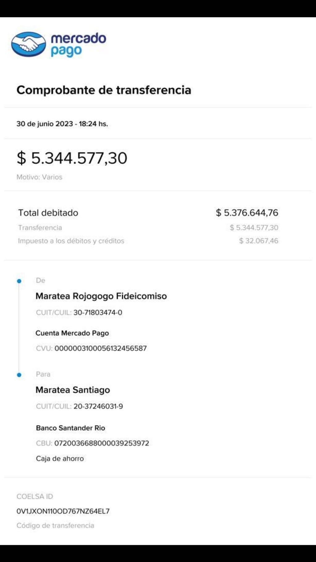 Las transferencias del fideicomiso hacia Maratea