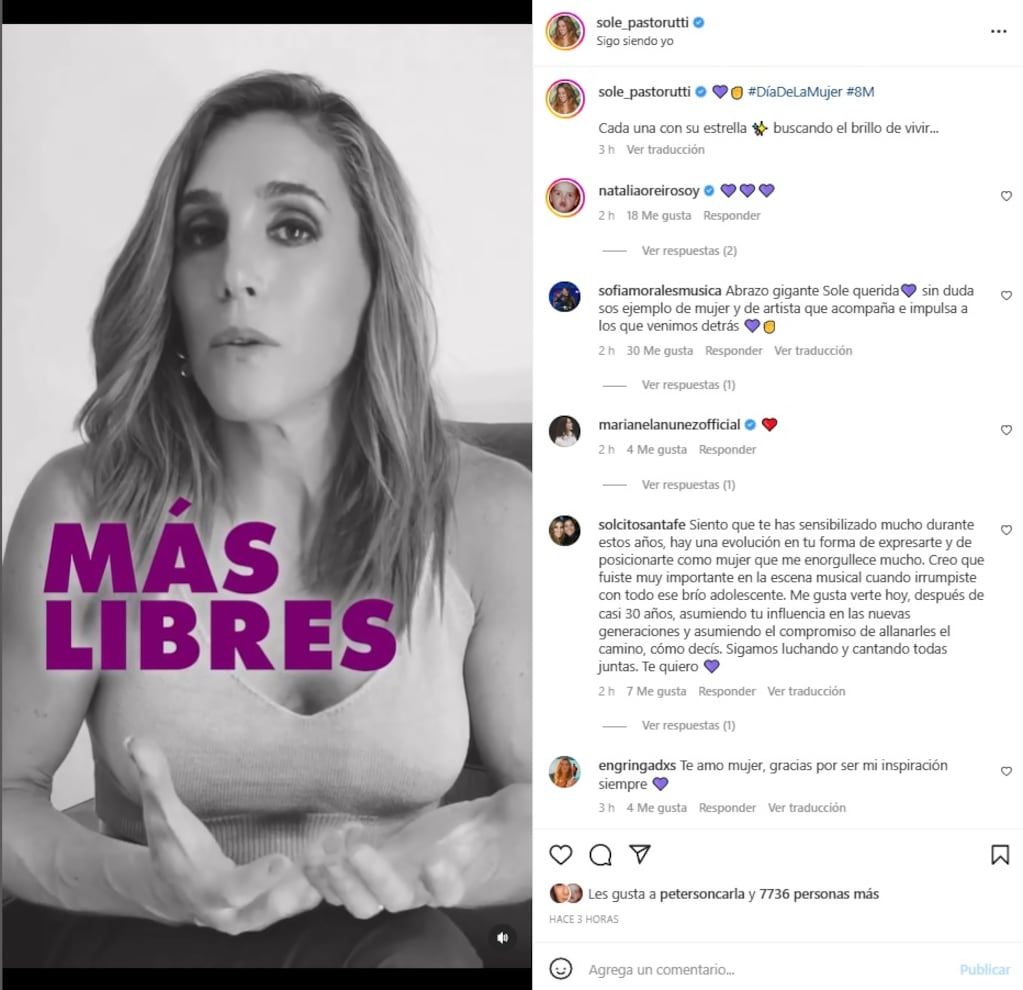 Famosas argentinas se sumaron al 8M.