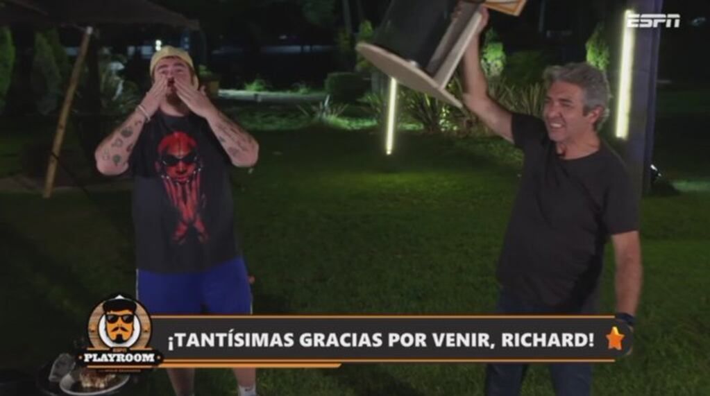 Ricardo Darín durante su entrevista con Migue Granados, por ESPN. Foto: Twitter/@ESPNPlayroom