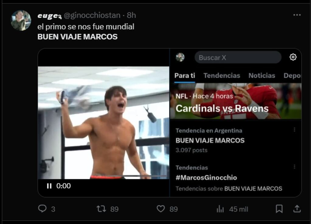 Las redes se llenaron con la frase "Buen viaje Marcos"