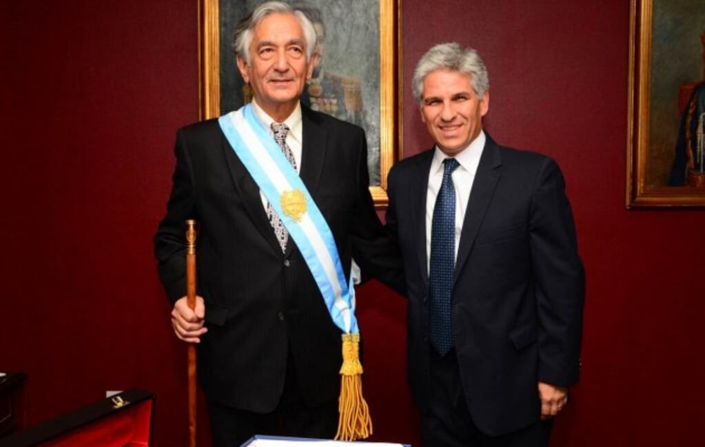 Alberto Rodríguez Saá junto a Claudio Poggi, hoy oposición.