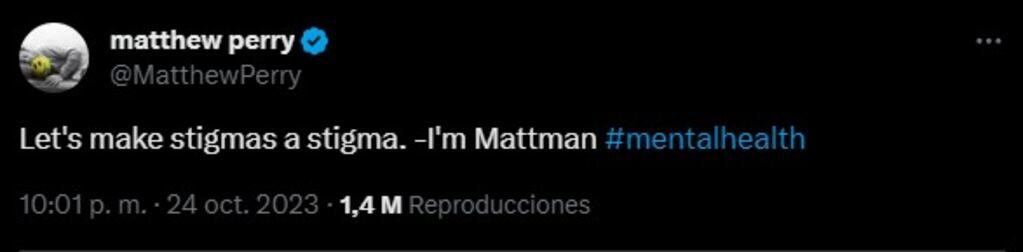 Los premonitorios posteos de Matthew Perry antes de su muerte. Foto: Captura.