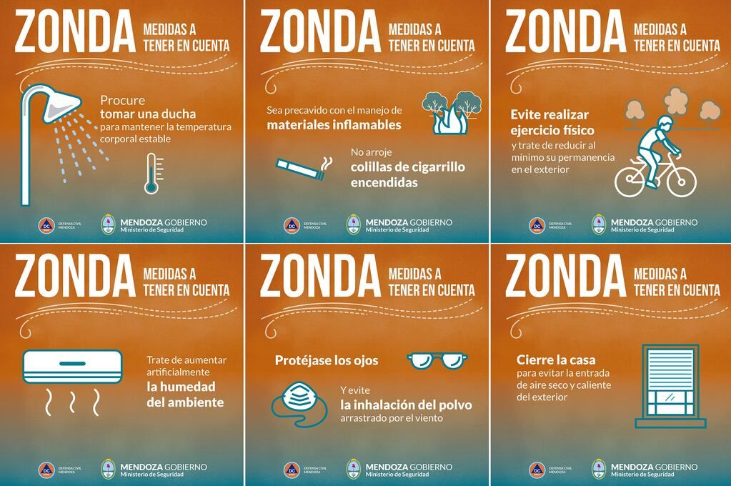 Recomendaciones ante el fuerte Zonda