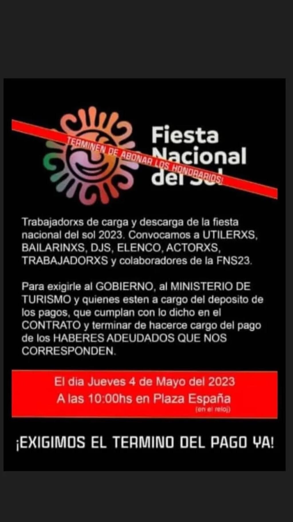 Reclamo Fiesta Nacional del Sol