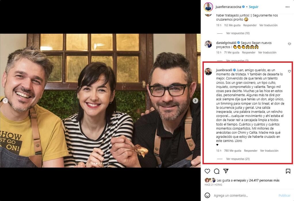 Juan Ferrara habló de su salida de Cocineros Argentinos.