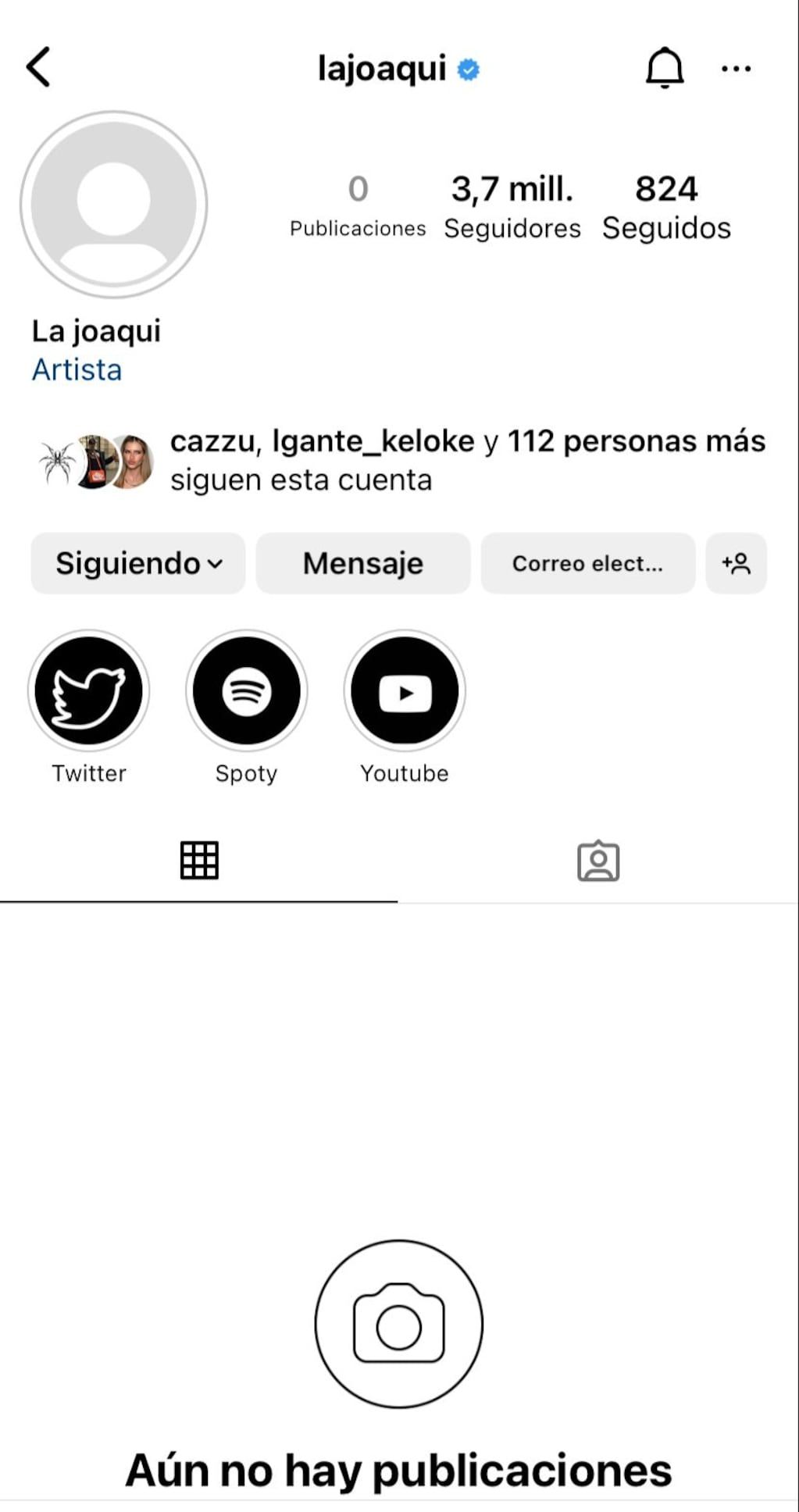 Alarmante posteo de La Joaqui.