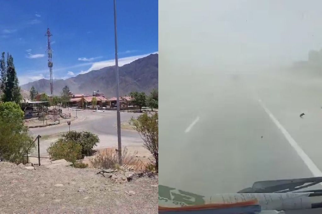 Zonda en Potrerillos y Tunuyán (ruta 40) / Capturas de videos