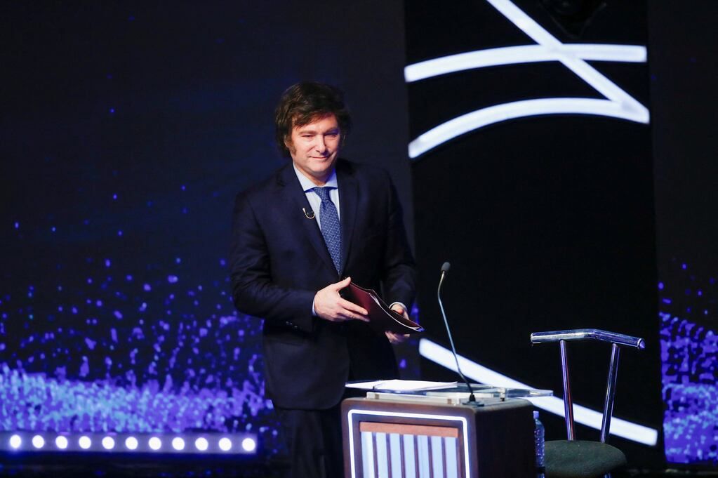 Debate presidencial 2023 en la UBA: Javier Milei.