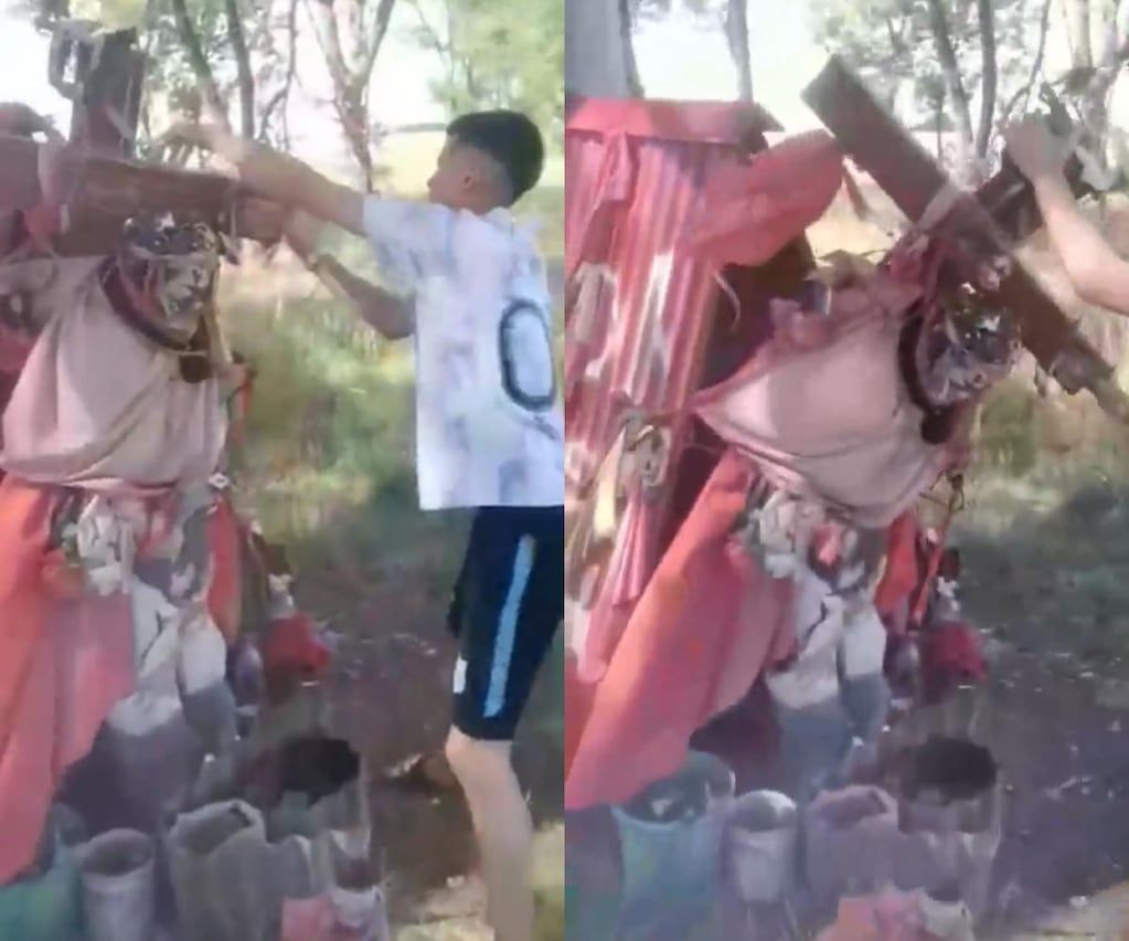 Un pastor destruyó un altar del Gauchito Gil en Buenos Aires y afirmó: “Vamos a derribar en el nombre de Jesús”.