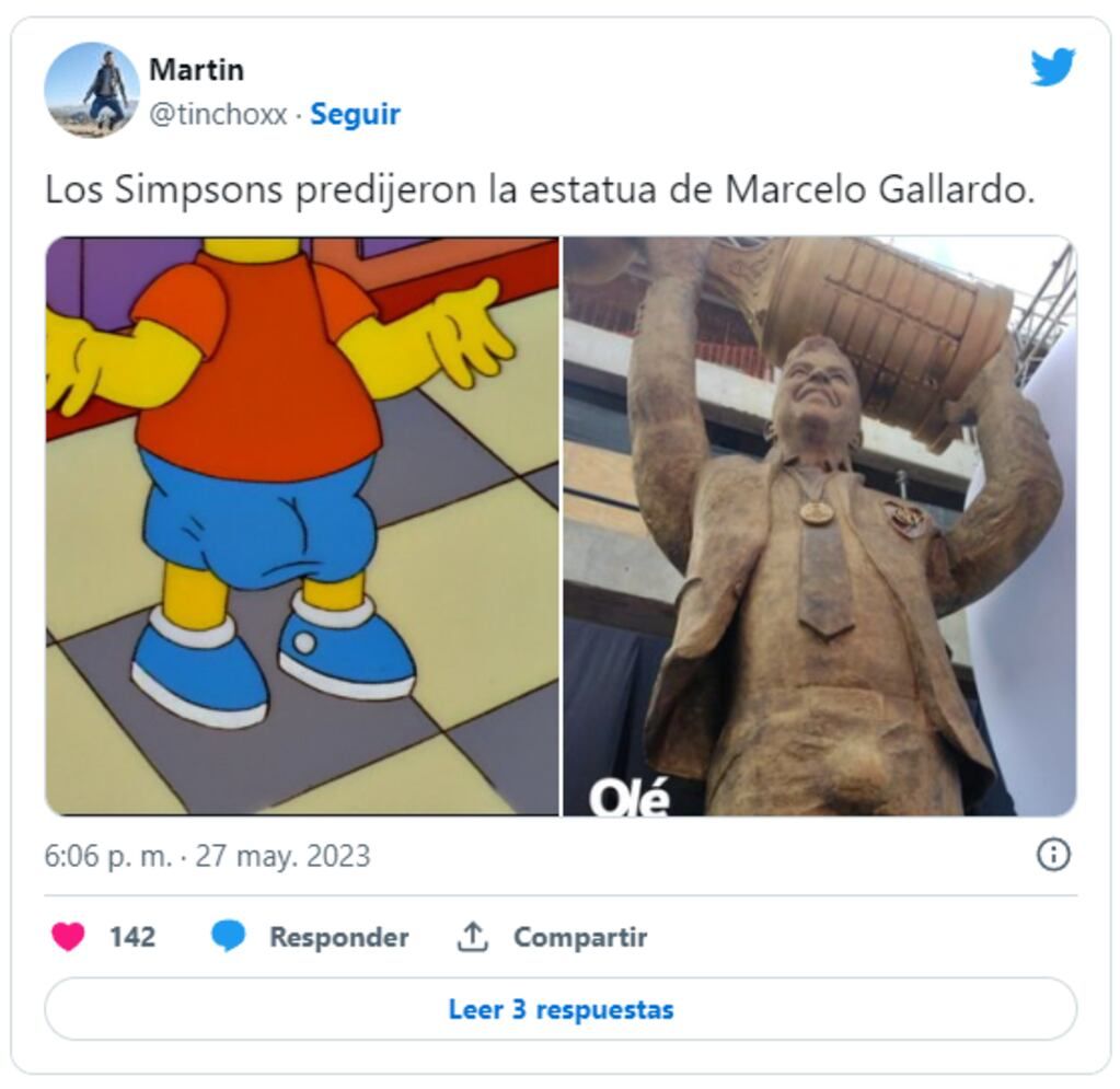 Estallaron los memes luego de conocerse la estatua al 'Muñeco' Gallardo. Foto: Twitter/@tinchoxx