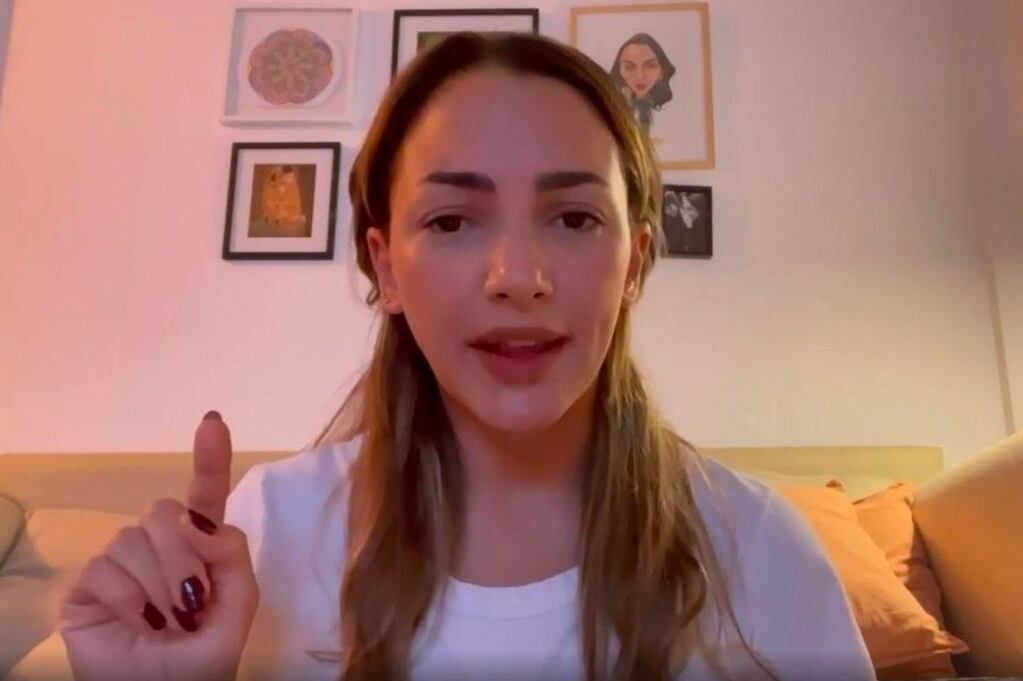 Thelma Fardín, en el video que compartió en su cuenta de Instagram. (Captura @soythelmafardin).