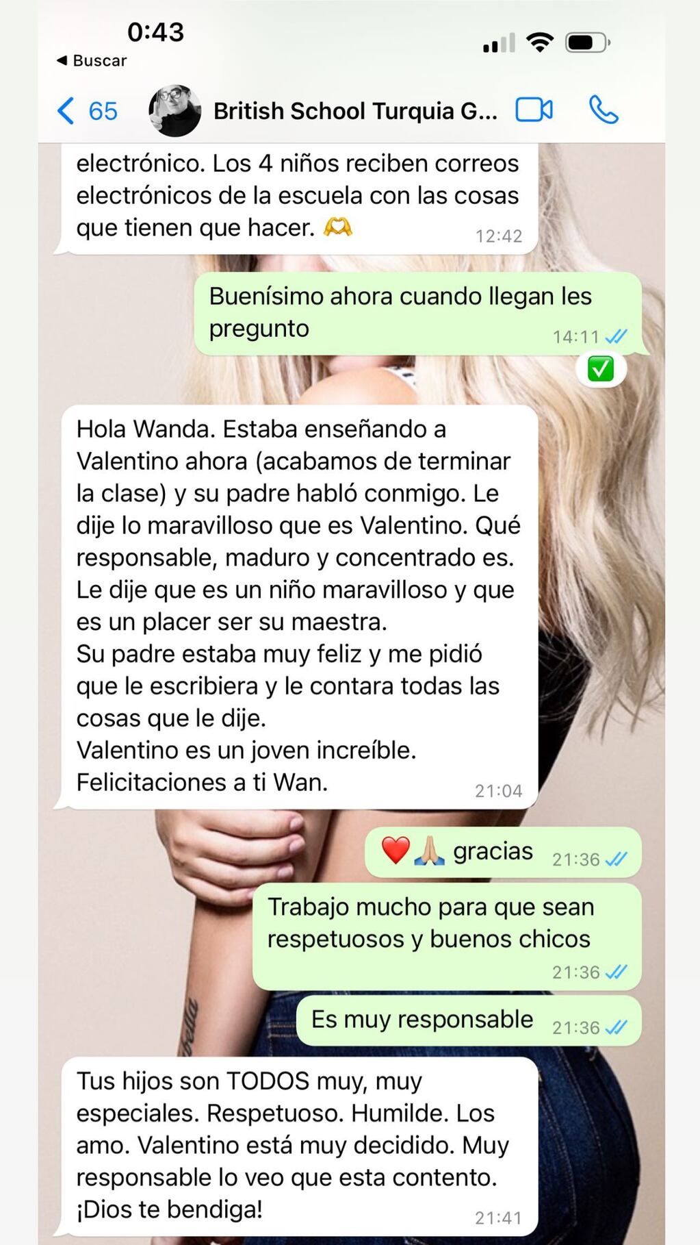 Wanda Nara presumió orgullosa el emotivo mensaje que una docente le mandó sobre sus hijos