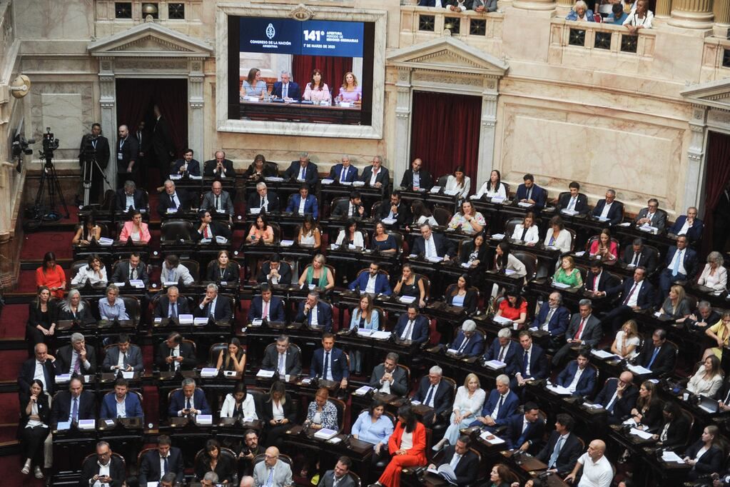 Se abre hoy el 141° período de sesiones ordinarias del Congreso de la Nación. El presidente Alberto Fernández fue recibido por la vicepresidenta Cristina Fernández de Kirchner, la presidenta de la Cámara de Diputados Cecilia Moreau y la presidenta provisional del Senado, Claudia Ledesma Abdala. (Federico López Claro / La Voz)