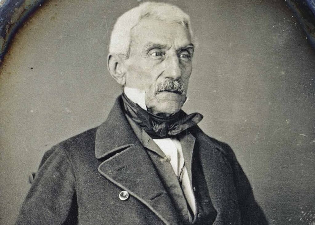 Fragmento de la única fotografía que se conserva del Libertador, tomada por un fotógrafo anónimo en Francia, en 1848.