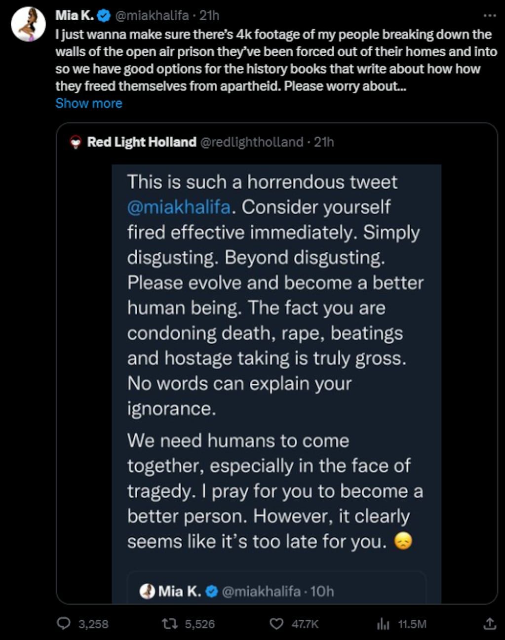 La influencer respondió las críticas. Foto: X / @miakhalifa