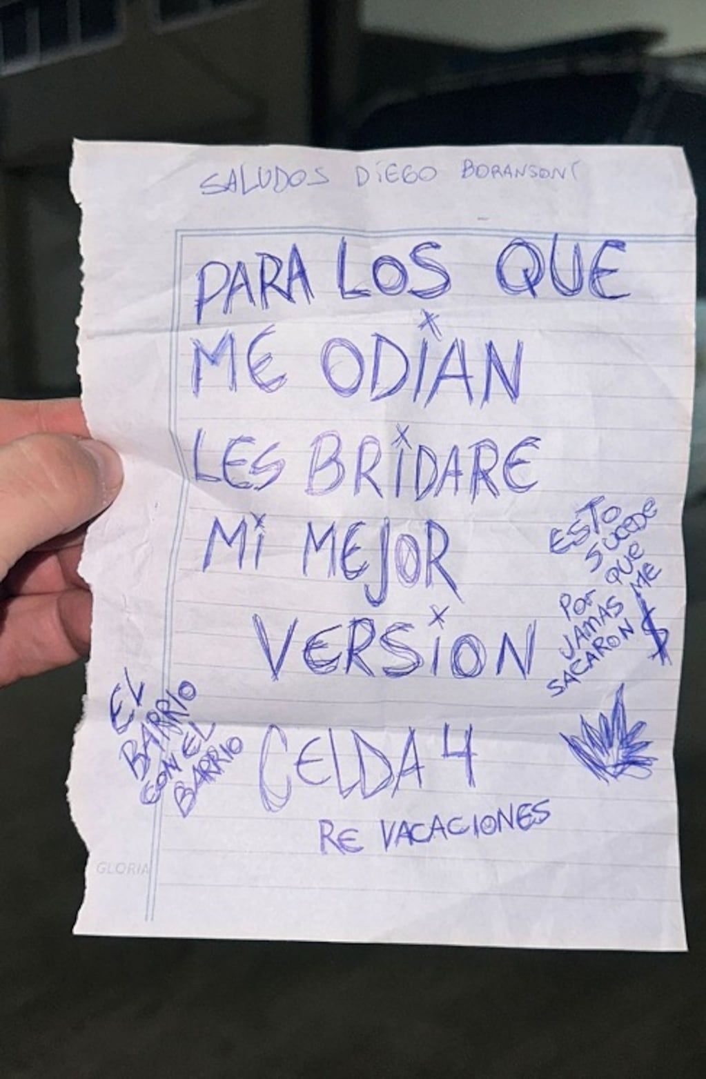 L-Gante y un nuevo mensaje desde la cárcel. (Instagram @lgante_keloke).