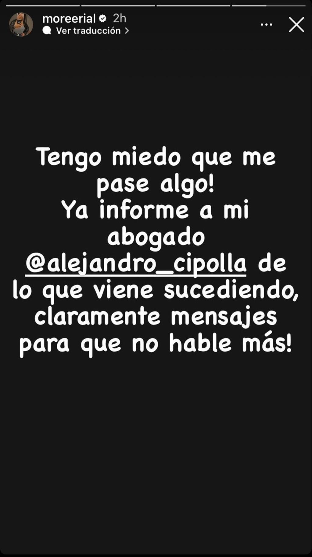 Morena Rial teme por su vida.