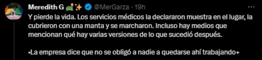 Un hilo de Twitter publicó lo sucedido. Foto: Twitter / @MerGarza.