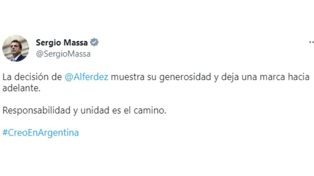 El mensaje de Sergio Massa.