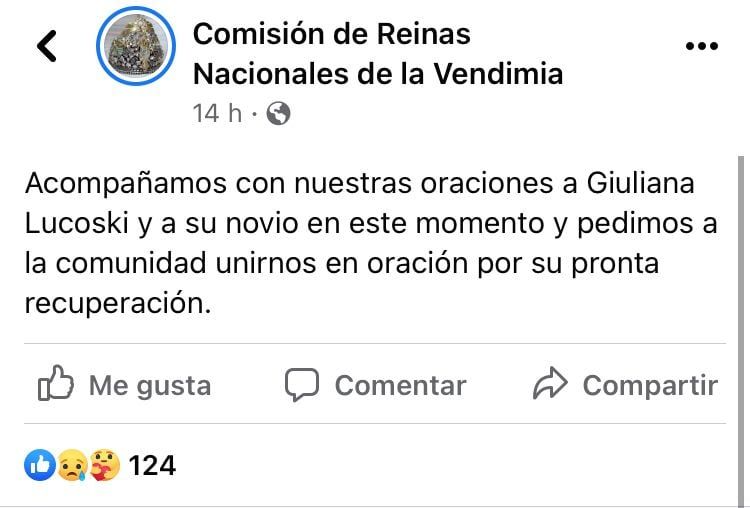 Pedido de oración de Giuliana Lucoski.