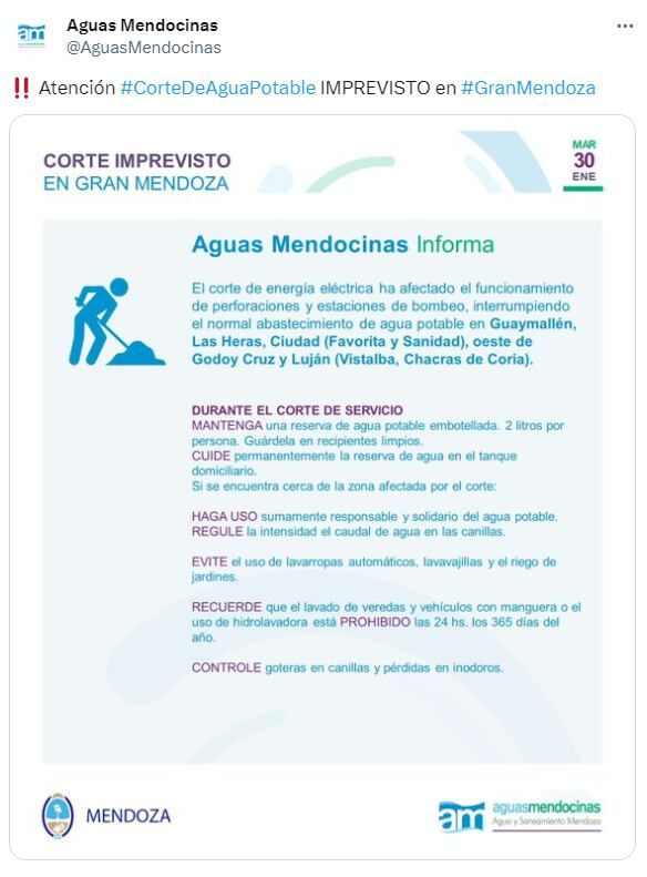 Pidieron a los ciudadanos que sean responsables con el uso de agua - X