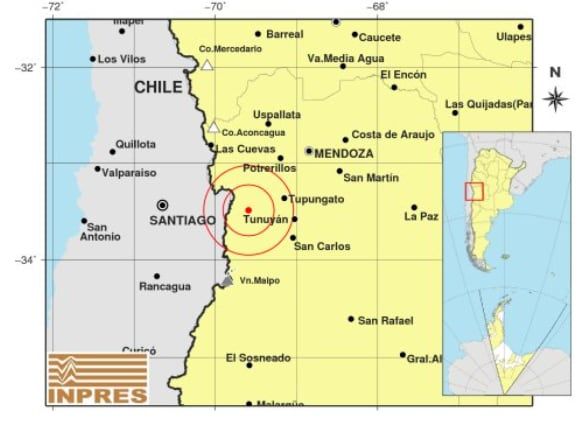 El movimiento telurico tuvo epicentro en Tupungato.