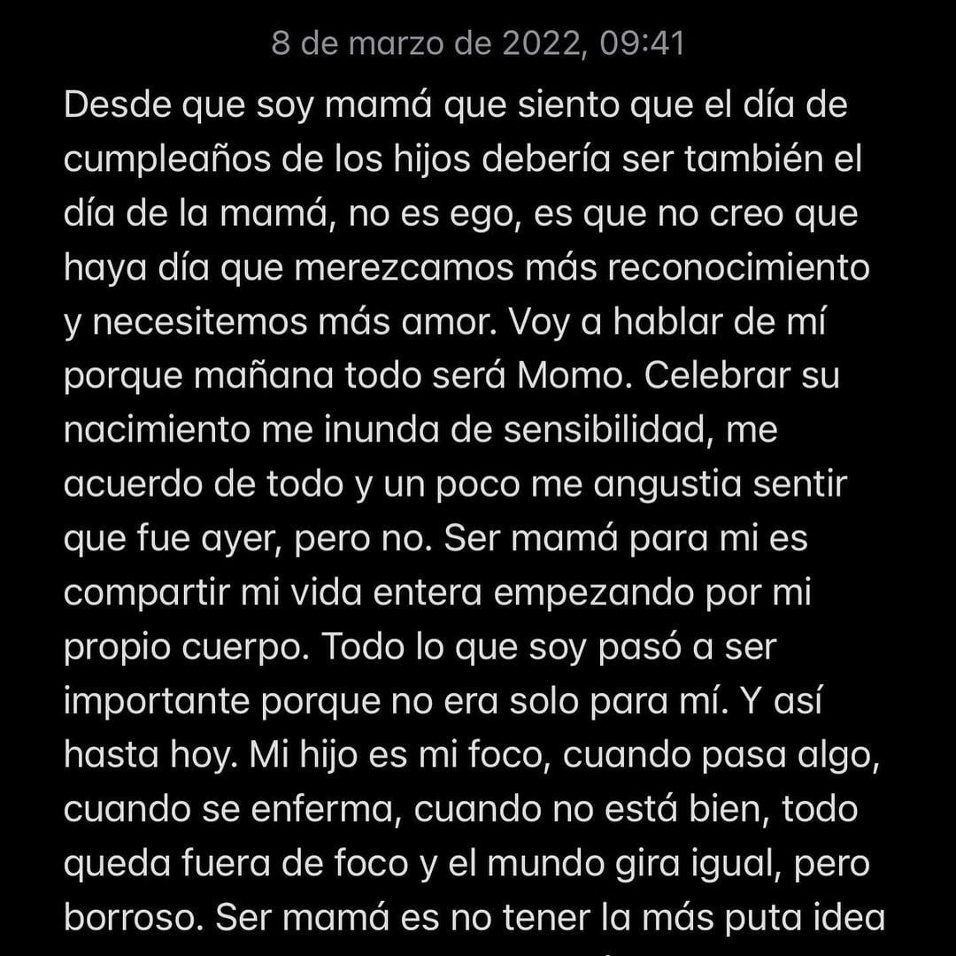 El post de Jimena Barón previo al cumpleaños de Momo.