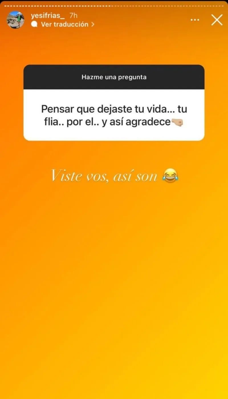 El descargo en redes de Yesica Frías