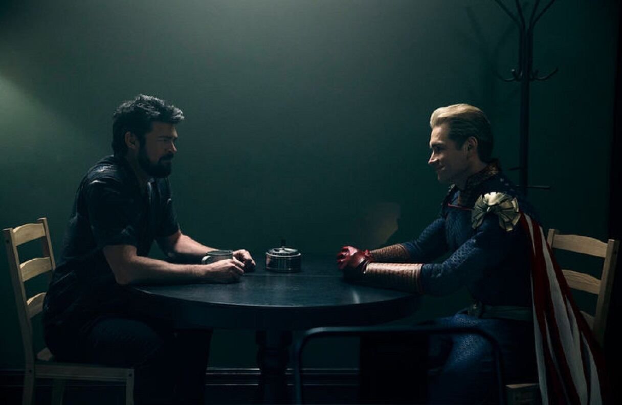 Karl Urban (Billy Butcher) y Antony Starr (Homelander) en The Boys - Amazon Prime Video