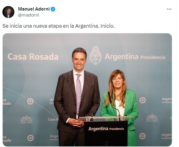 Manuel Adorni y Gabriela Cerruti se reunieron para la transición - X