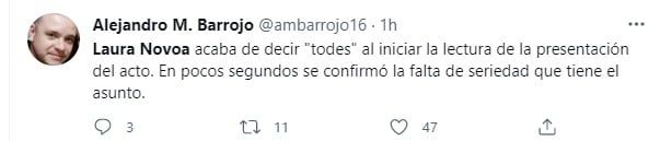 Laura Novoa dijo "todes" en el acto por los fallecidos del Covid-19 y estallaron las críticas -