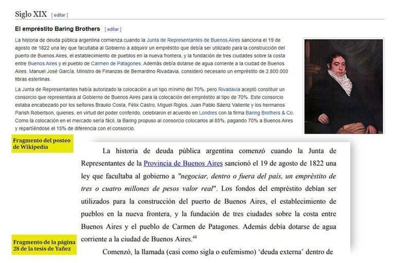 Un fragmento del informe de Yáñez con copia de Wikipedia -