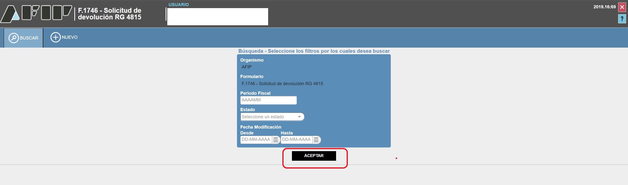 Consultar la solicitud apretando "Aceptar".