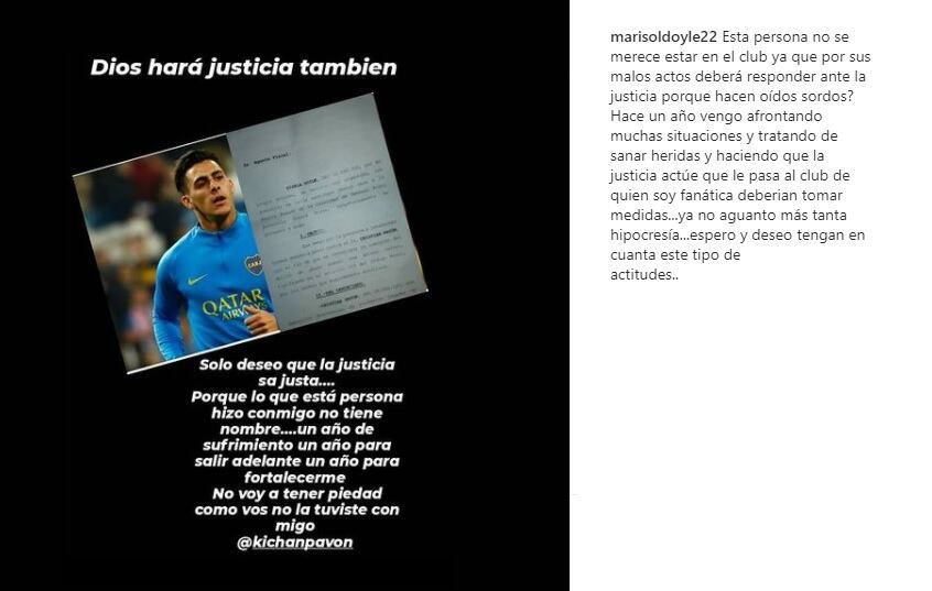 La denuncia en redes de Doyle a Cristian Pavón.