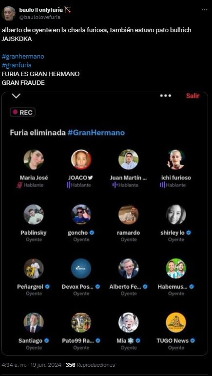 Patricia Bullrich y Alberto Fernández en su space de X - X