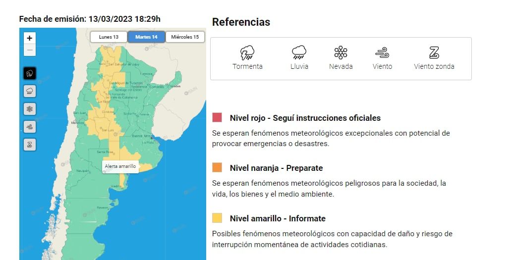Hay alerta amarilla por tormentas - Foto SMN