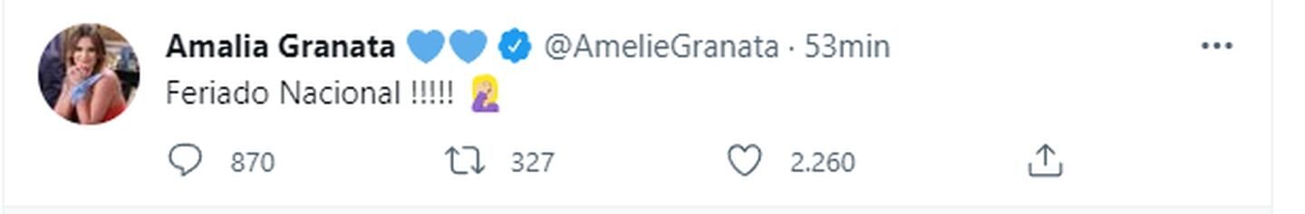 Amalia Granata criticó que haya feriado