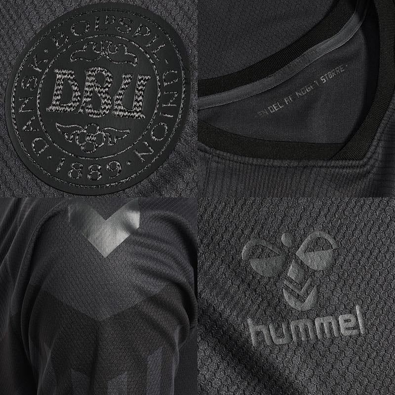 La particular camiseta de Dinamarca que usará en Qatar, como modo de protesta al país anfitrión del Mundial 2022.