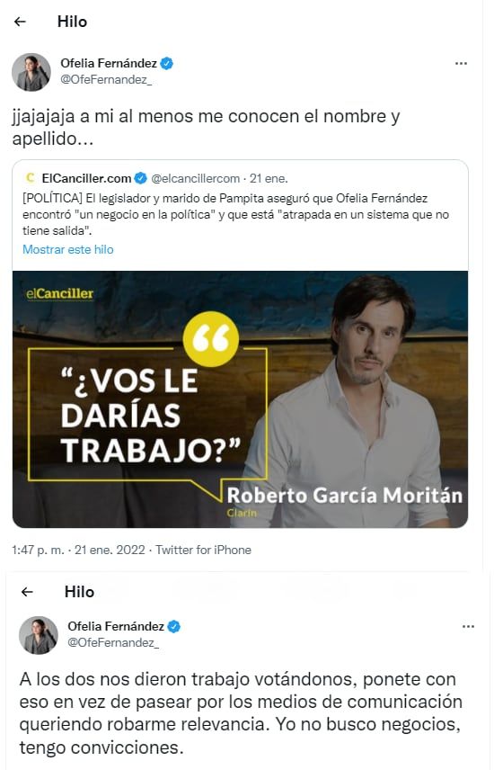 El problema comenzó cuando García Moritán apuntó contra Ofelia Fernández en una entrevista con Clarín.