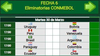 Esta es la fecha 6, de las Eliminatorias que se jugará en marzo.