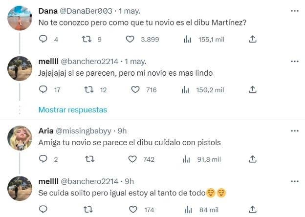 Algunas respuestas al parecido viral del DIbu. Foto: captura de pantalla.