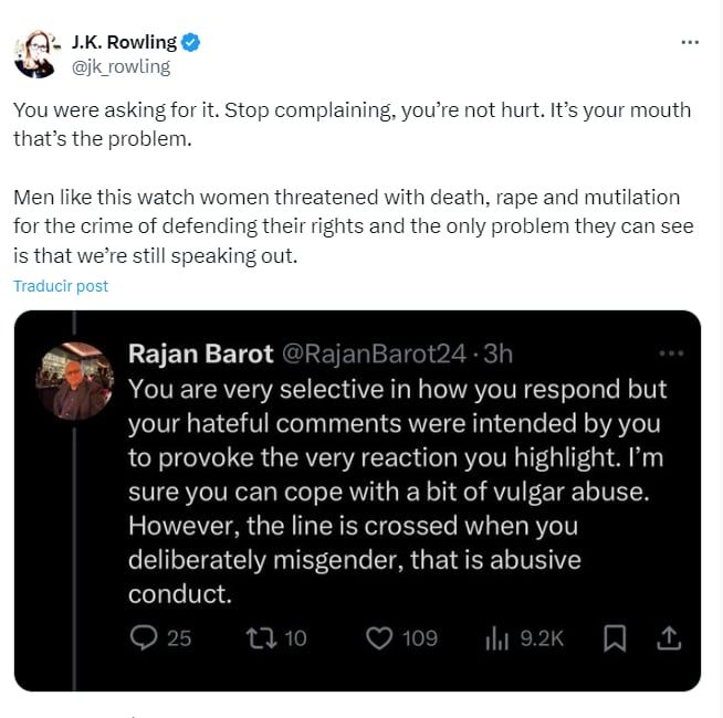 La Policía escocesa exoneró a JK Rowling por sus expresiones contra la “Ley de Odio” - X