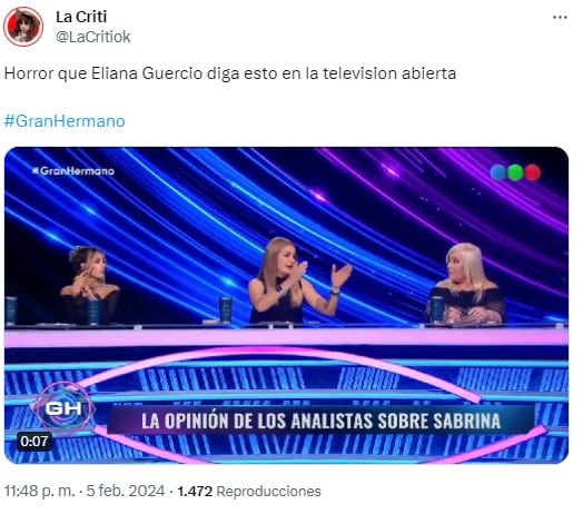 Eliana Guercio fue duramente criticada en las redes por sus dichos en Gran Hermano