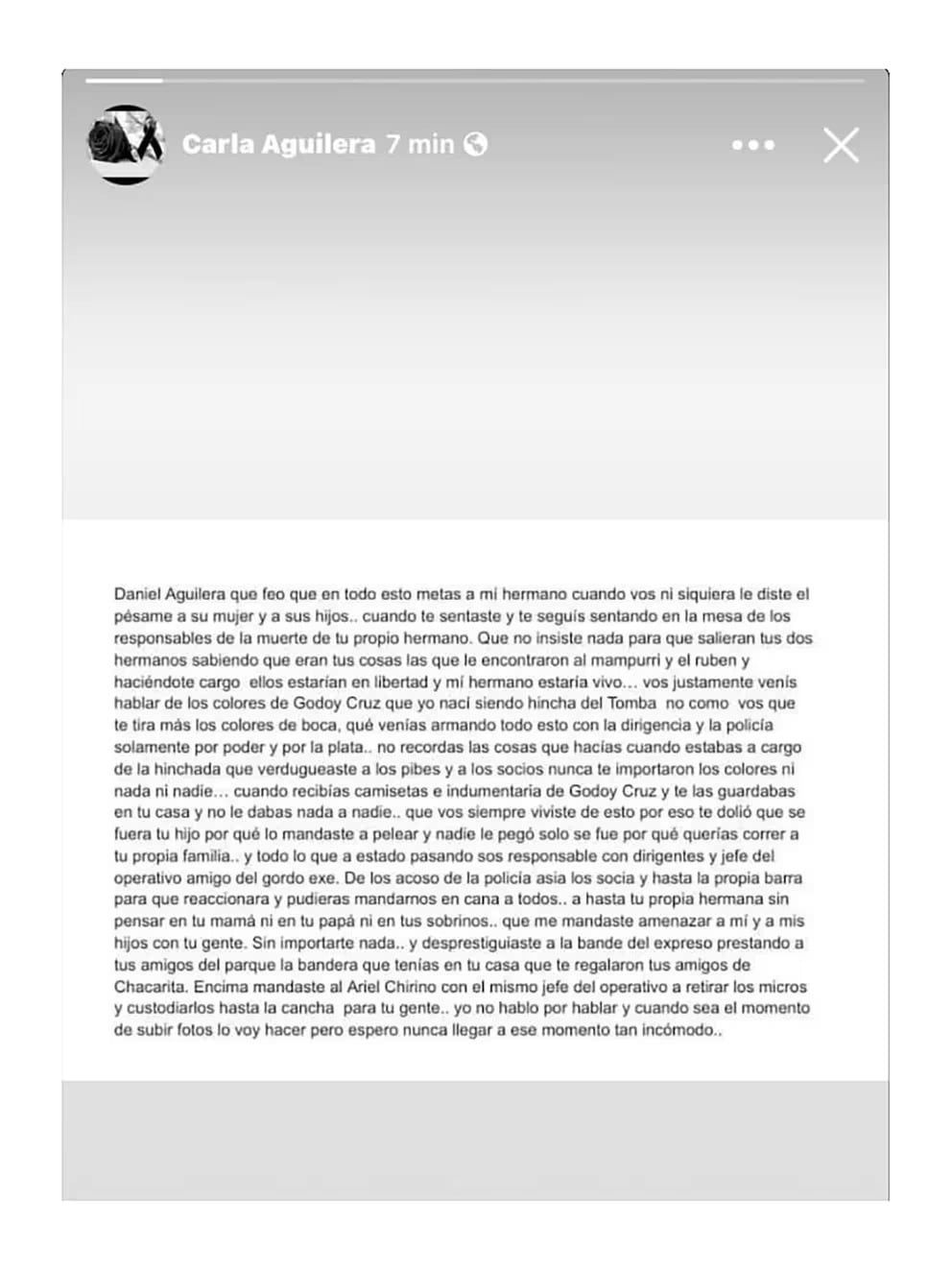 La publiación de Carla Aguilera. / Gentileza.